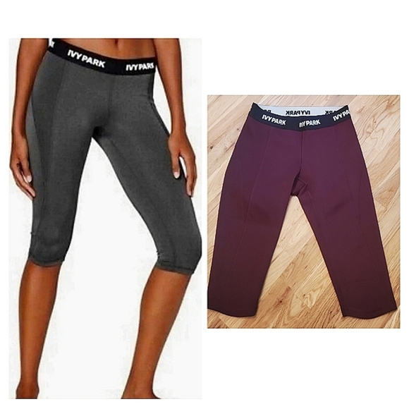 New Ivy Park Burgandy Cropped Active Leggings Size Medium - Picture 1 of 6
